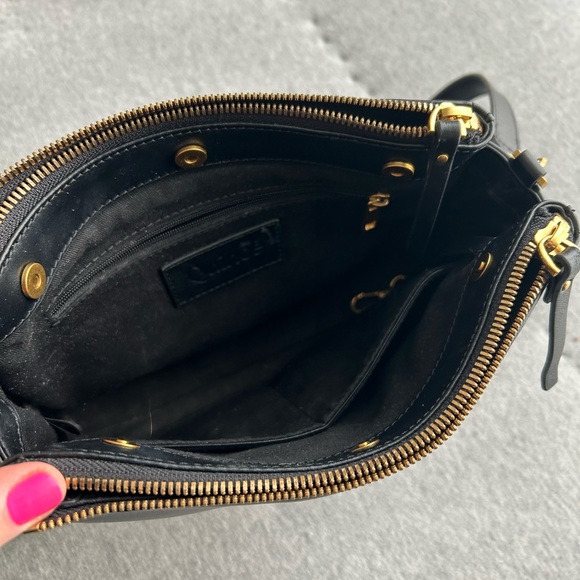 Quince Italian Leather Triple Compartment Crossbody, Black - Picture 5 of 7